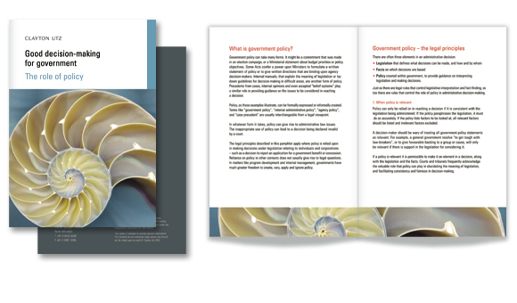 Clayton Utz - Good Decision-Making Brochure Series: Role of Policy